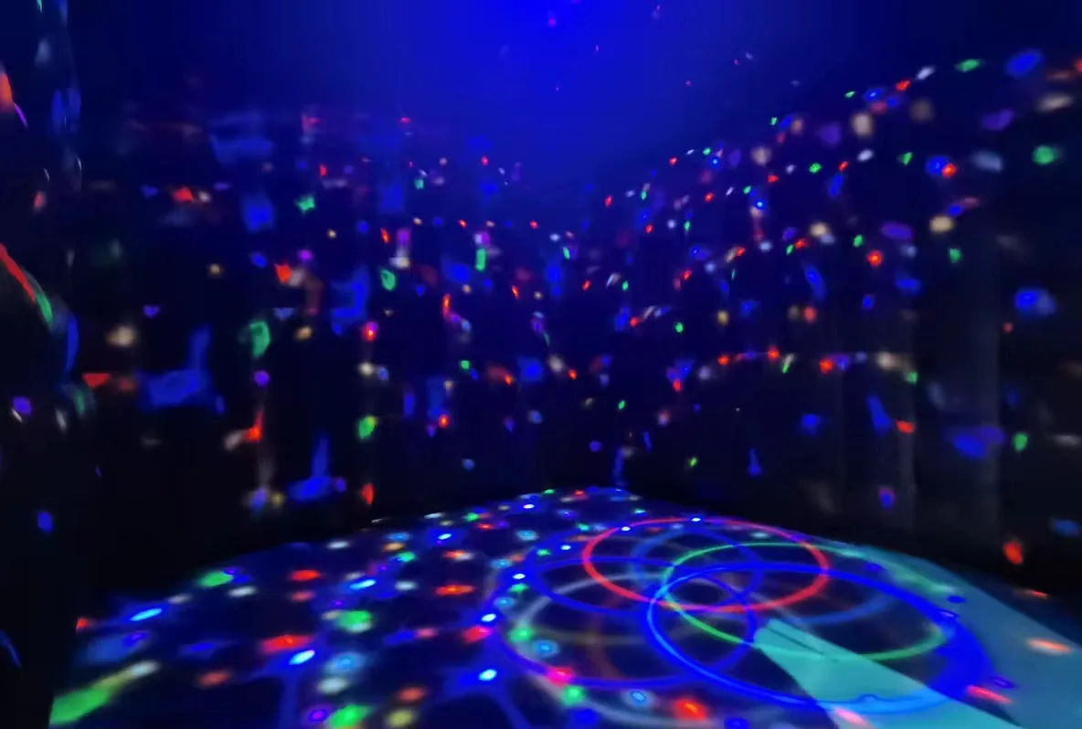 Disco lights across the floor